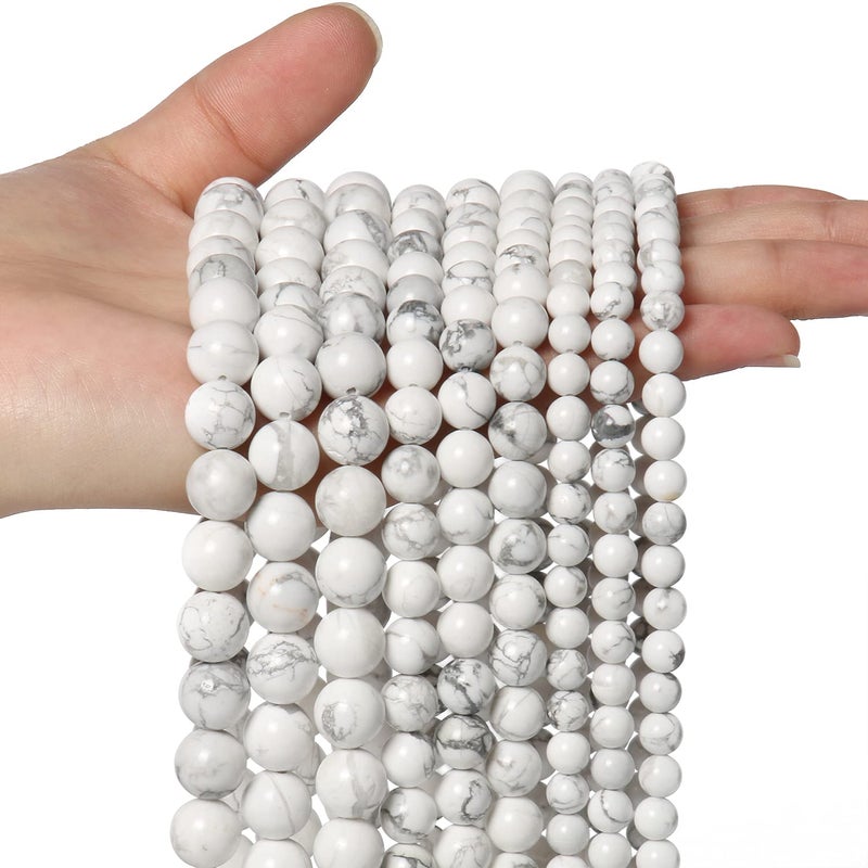 Xilitata 35pcs 10mm Natural Stone Beads White Howlite Beads Energy Crystal Power Gemstone for Jewelry Making  DIY Bracelet Necklace - Image 2